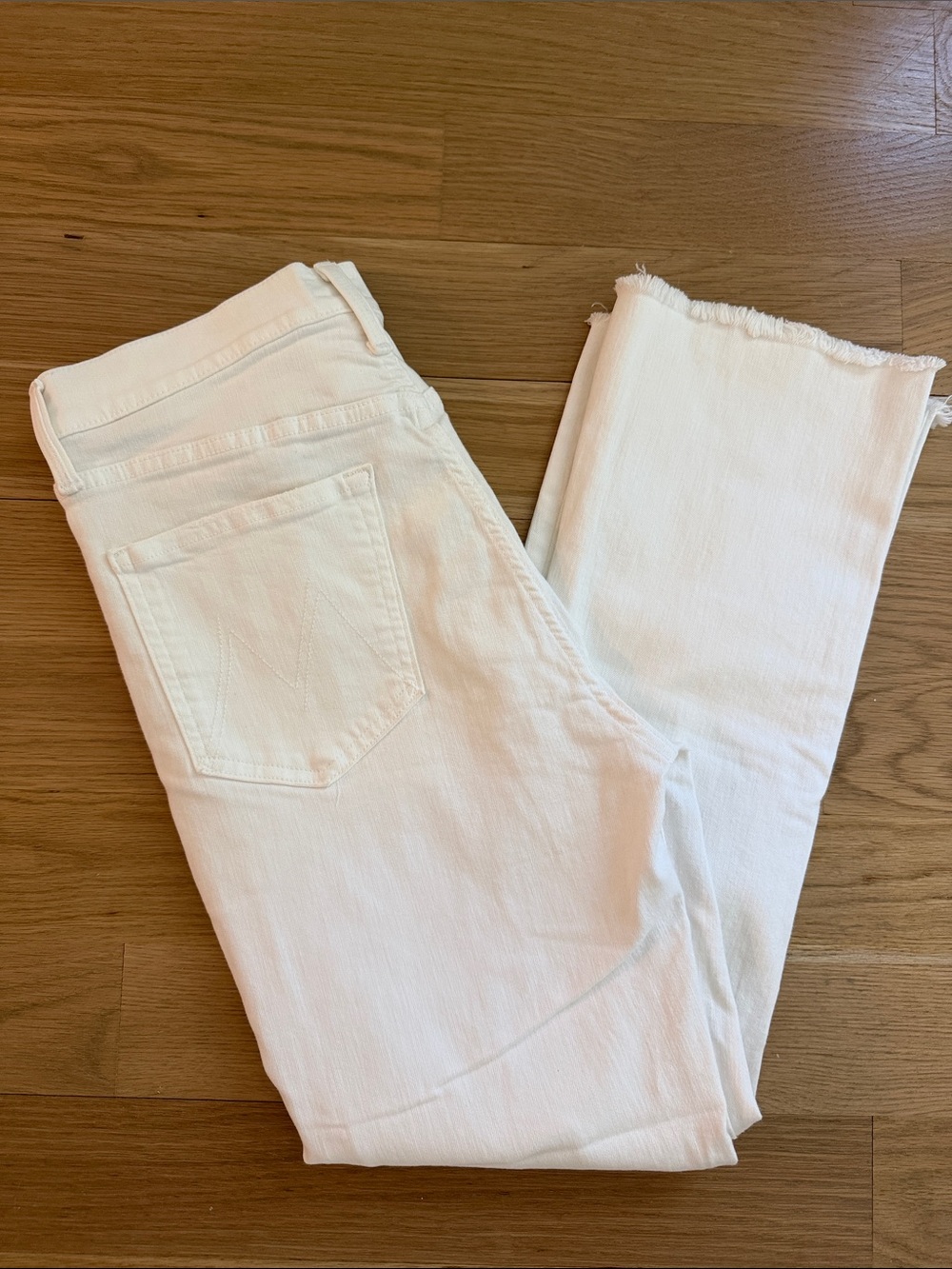 Mother White Tripper Ankle Fray Jeans 29